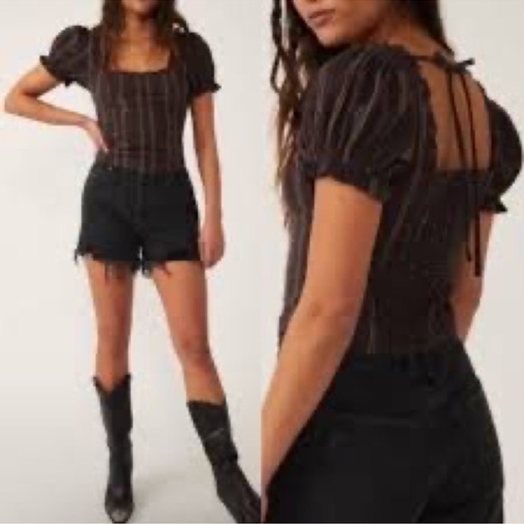 Free People Serotonin Smocked Back Corset Size Medium - Picture 2 of 6